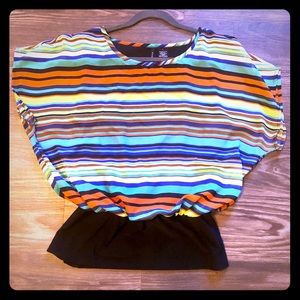 New Directions Sz L Women’s Blouse Colorful Strip